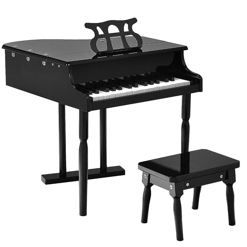 Costway Children 30 Key Toy Grand Baby Piano with Kids Bench Wood Black, 2 of 10