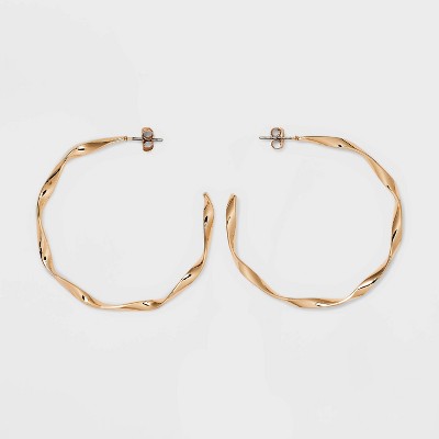 Twisted Large Hoop Earrings - A New Day™ Gold