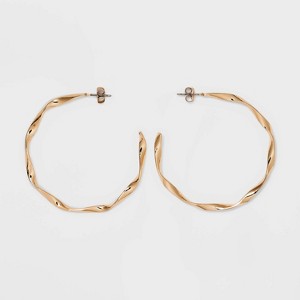 Twisted Large Hoop Earrings - A New Day™ Gold - 1 of 4
