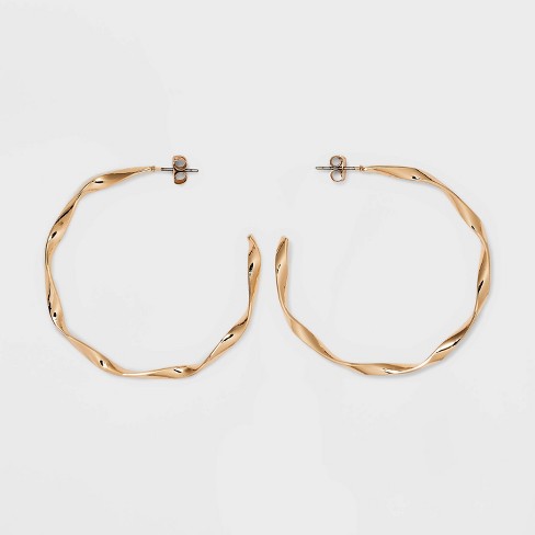 Large 14k gold twisted store hoop earrings