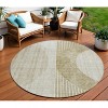 Taupe Beige And Tan Geometric Washable Indoor Outdoor Area Rug - 2 of 4