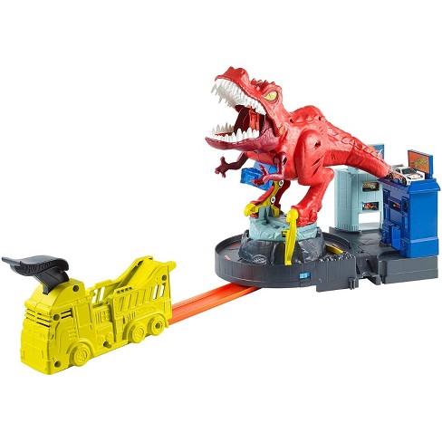 Hot Wheels T-rex Rampage Kids Rotating Dinosaur Connectible Toy Play Set  With Launcher And 1 Car, Connects To Hot Wheels City Tracks : Target