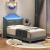 Whizmax Twin Upholstered Bed Frame - Velvet Platform with Wingback Headboard & Lights, Wood Slats, No Box Spring - 2 of 4