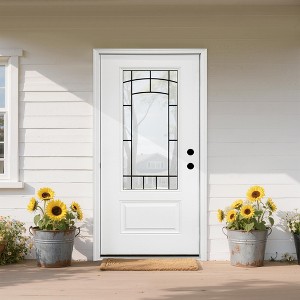 36 x 80 Smooth Fiberglass Entry Door with Brickmould,3/4 View Frosted Glass - Classic Style for Home's Front Entrance - 1 of 4