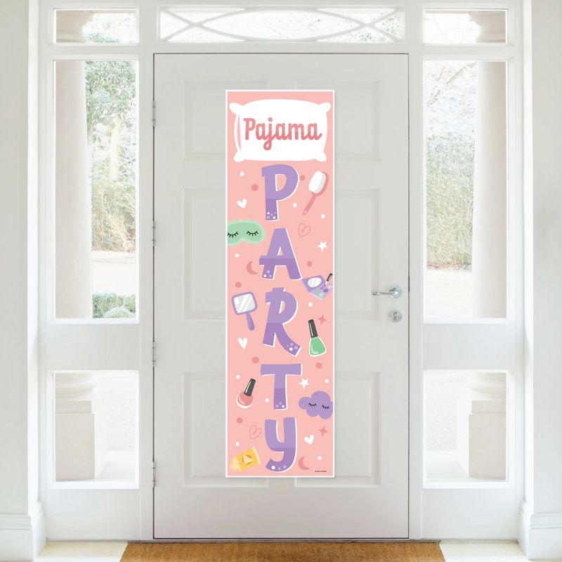 Big Dot of Happiness Pajama Slumber Party - Girls Sleepover Birthday Party Front Door Decoration - Vertical Banner, 2 of 8