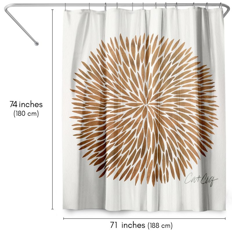 Americanflat 71" x 74" Shower Curtain, Rose Gold Burst by Cat Coquillette, 3 of 9