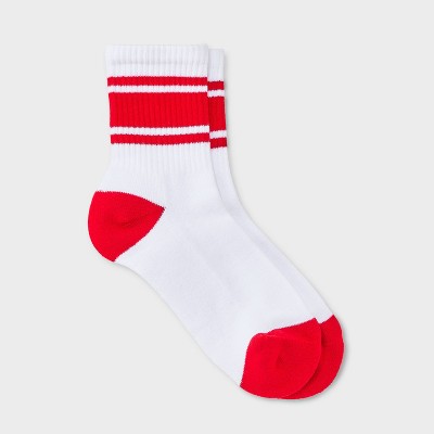 Women's Game Day Varsity Stripe Ribbed Cushioned Mid Crew Socks - Wild Fable™
