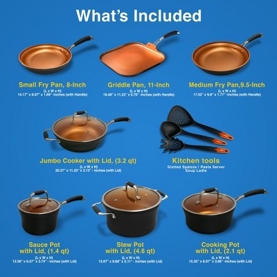 14-Piece Copper Non-Stick Aluminum Cookware Set