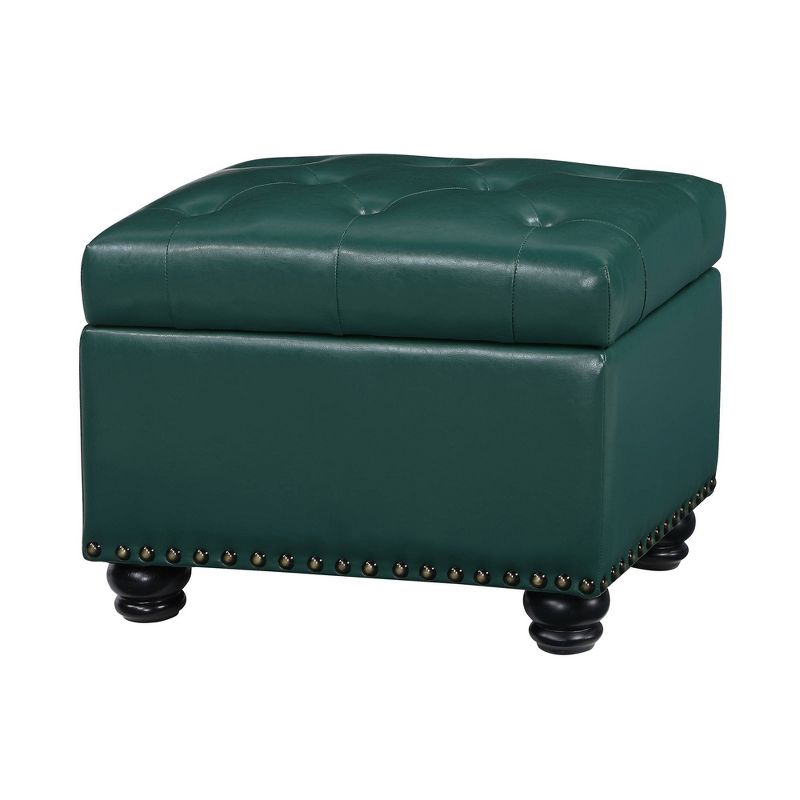 Breighton Home Designs4Comfort 5th Avenue Storage Ottoman Forest Green Faux Leather, 1 of 8