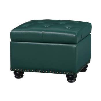 Breighton Home Designs4Comfort 5th Avenue Storage Ottoman Forest Green Faux Leather