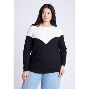 ELOQUII Women's Plus Size Sweetheart Colorblock Sweater - 1 of 4