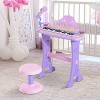 Qaba 32-Key Princess Electronic Piano Toy Keyboard for Kids Toddler Grand Piano with Stool, MP3, Record and Microphone for 3-6 Years, Pink/Purple - 2 of 4
