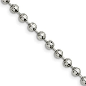 Black Bow Jewelry Men's 5mm Stainless Steel Beaded Chain Necklace - 1 of 4
