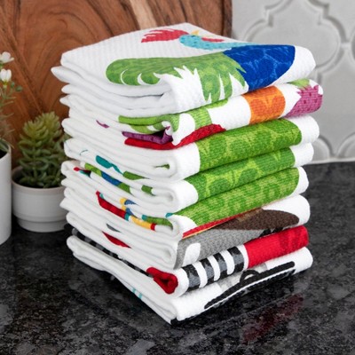 Dual-Purpose Cotton Kitchen Dish Towel Set with Pots and Pans Print