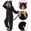 Joyfy Halloween Black Cat Pajama Hooded Jumpsuit Costume for Adult, Animal Halloween Costume Dress Up for Women Men - 2 of 4