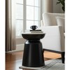 Modern Contemporary Accent Table with Marble Top and Iron Base, Sculptural Design for Living Room, Bedroom, Office or Home Decor - 20" Black - 3 of 4