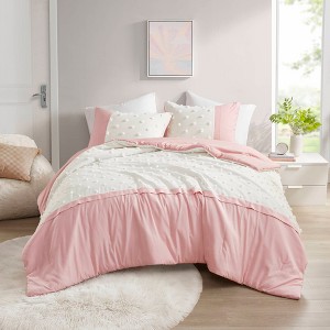 Elegant Jacquard Vibrant Colorblock Comforter Set, Cozy All Season Home Textile fits Lux Bedroom Decor, Valentine's Day Gifts - 1 of 4