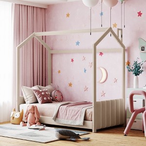Twin Size Velvet House Bed for Bedroom - 1 of 4