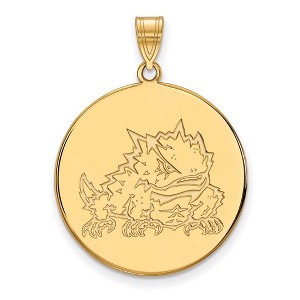 Black Bow Jewelry 14k Yellow Gold Plated Sterling Silver Texas Christian Horned Frogs NCAA Extra Large Pendant - 1 of 3