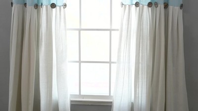 95x40 Farmhouse Linen Button Light Filtering Window Curtain Panel Off  White - Lush Décor