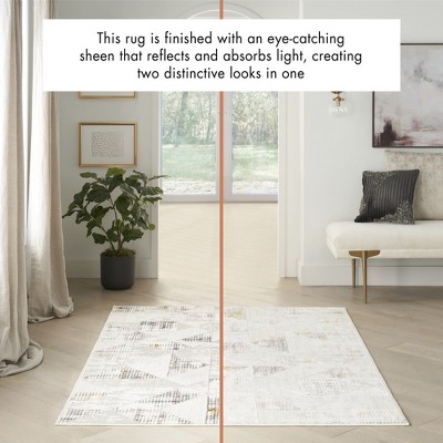 Ivory Abstract Geometric Easy-Care Synthetic Area Rug