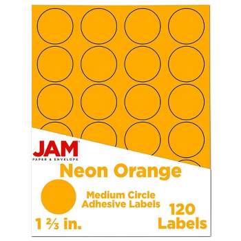 JAM Paper Circle Sticker Seals 1 2/3" 120ct - Neon Orange