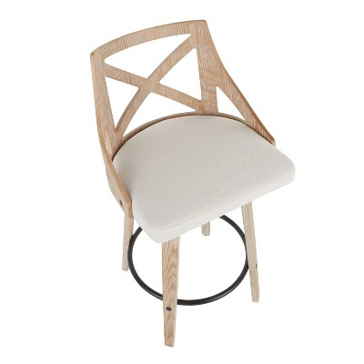 Set of 2 Charlotte Swivel Counter Stools in Cream and White Wash