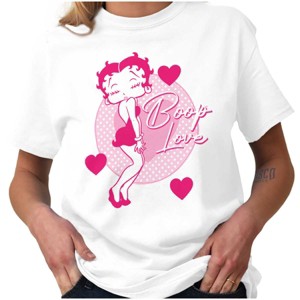 Vintage Betty Boop Cartoon Love Heart Womens Graphic T Shirt Tees Brisco Brands - 1 of 4