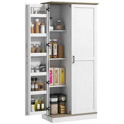 HOMCOM 70" Tall Kitchen Pantry Storage Cabinet with Spice Racks and Adjustable Shelves for Living Room, Dining Room