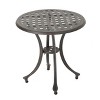 CAVINAS 19" Cast Aluminum Patio Table,Outdoor Side Table with Trellis Design and Bronze Finish,Classic End Table for Patio,Garden,Poolside,Bronze - 2 of 4