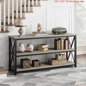 Entryway 55.1 * 13.4 * 30 Inch Console Table, 3-Tier Entryway Table w/ Open Shelves, Entryway Table with Storage, Living Room Tables - 1 of 3