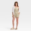 Women's Denim Beach Romper - Universal Thread™ Khaki Green - 3 of 4