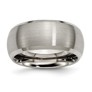 Black Bow Jewelry Titanium Beveled Edge 10mm Satin And Polished Comfort Fit Band - 1 of 4