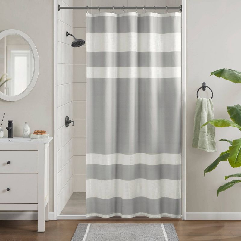 Spa Waffle Shower Curtain with 3M Treatment, 1 of 10