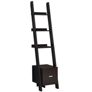 Bookshelf, Bookcase, Etagere, Corner, Ladder, 69"h, Office, Bedroom, Brown Laminate, Contemporary, Modern - 1 of 4