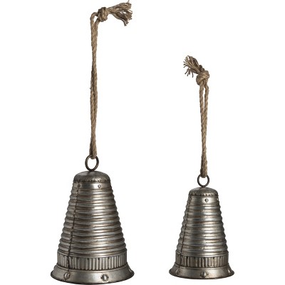 Transpac Metal 12 in. Silver Christmas Galvanized Bell Set of 2