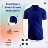 Galaxy By Harvic Men's Slim Fit  Short Sleeve Stretch Printed Dress Shirts - 4 of 4