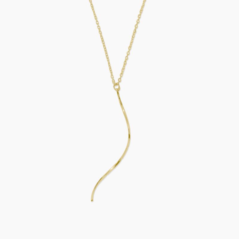 Sanctuaire Thin Twisted Bar Necklace Gold, 1 of 3