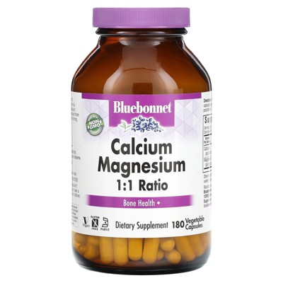 Bluebonnet Nutrition Calcium Magnesium 1:1 Ratio, 180 Vegetable Capsules