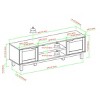 GlasFlength TV Stands and Consoles Modern 2 Door TV Stand with Open Storage Functional Media Storage for Living Room, Black, 64.63"*18.13"*5" - 4 of 4