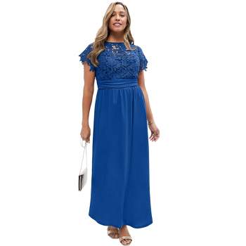 Roaman's Women's Plus Size Petite Lace Popover Dress