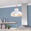 Rennnsan Veorix 11"W 1-Light Dome Wood Modern Dimmable Pendant in White - 4 of 4