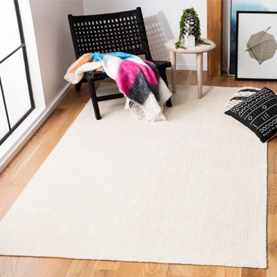 Beige Hand-Knotted Wool Round Area Rug, 5' x 8'
