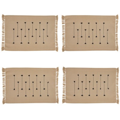 Natural Cotton Fringe Border Rectangle Placemats Set of 4
