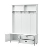NicBex Hall Tree with Bench and Storage Stylish Coat Rack with 2 Storage Drawers, 2 Top Storage Compartments, 5 Hooks for Living Room, White - 2 of 4