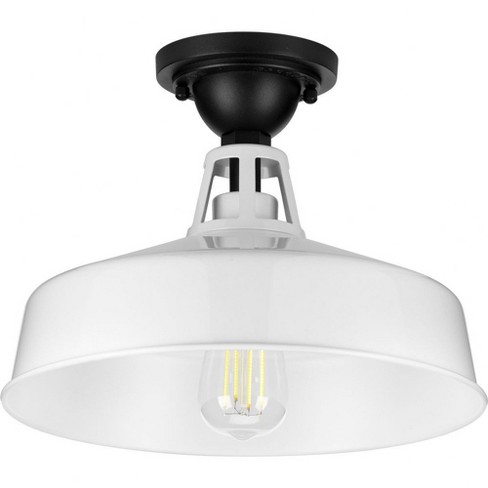 Progress Lighting Cedar Springs 1-Light Ceiling Light, White, Aluminum, Industrial-Style Shade - image 1 of 4