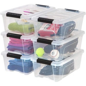 IRIS Plastic Storage Bins with Lids and Secure Latching Buckles - 6 Pack - 1 of 4
