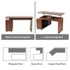 L-Shaped MDF Office Desk with Drawers and Sliding Door, Height Adjustable Desk with Metal Frame, Modern Computer Desk for Small Spaces-Koiai - 3 of 4