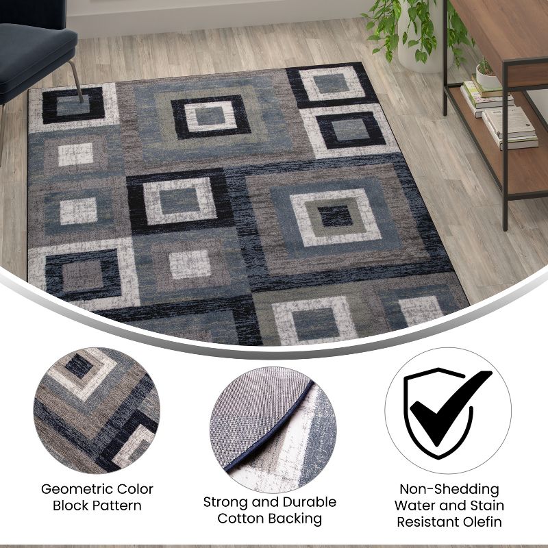 Emma and Oliver Modern Accent Rug with Geometric Square Pattern, 5 of 10
