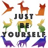 Adult Design By Humans Just Be Yourself Rainbow Origami Animals By Tank Top - 2 of 2